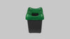 Rotating 360 degree video of an office bin with green lid and black base.