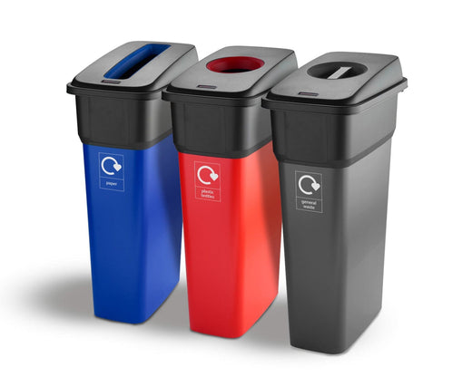 Slim Metal Look Plastic Recycling Bin (55 or 70 Litres)