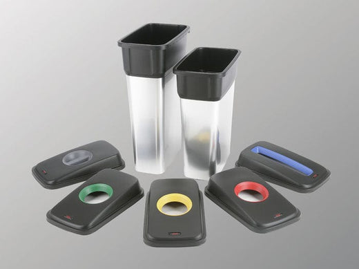 Slim Metal Look Plastic Recycling Bin (55 or 70 Litres)
