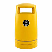 Yellow External Hooded Litter Bin with General Waste Sticker - 100 Litre