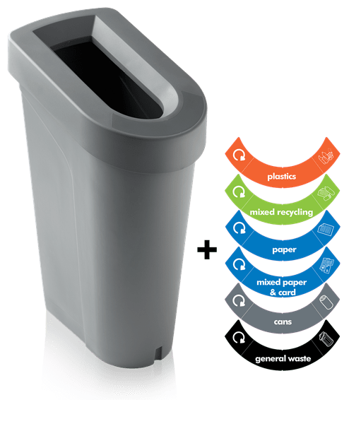 Recycling Bin with Sticker Sheet and Optional Coloured Lid Insert (70 Litres)