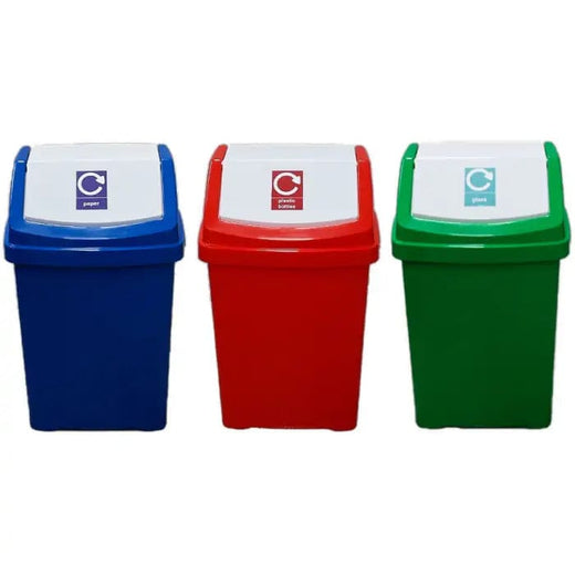 50 Litre Recycling Bin with Flip Top Lid and Recycling Sticker