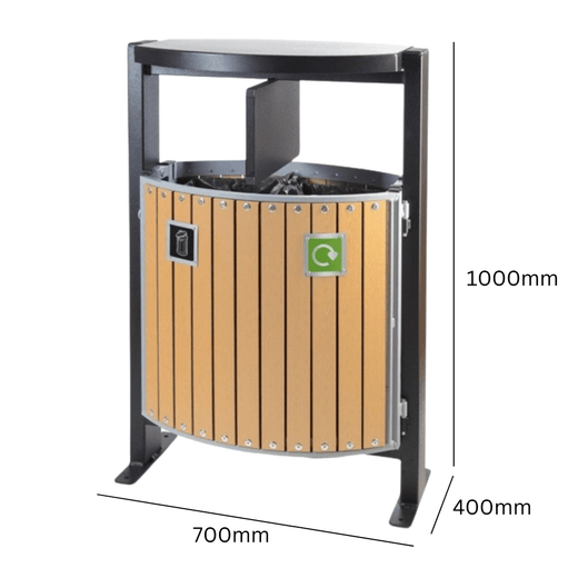 2 Compartment Outdoor Wood Look Recycling Bin (2 x 39 Litres)
