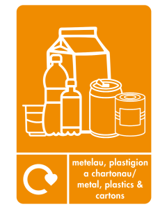 A5 Bilingual Metal, Plastics & Cartons Recycling Sticker
