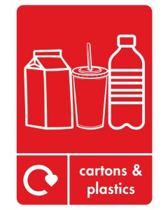 Red sticker label for cartons & plastic trash bin